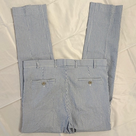 Britches By Samtex Seersucker Pant Mens Stripe Cotton Stretch Blue White W36 L32 - Picture 3 of 8